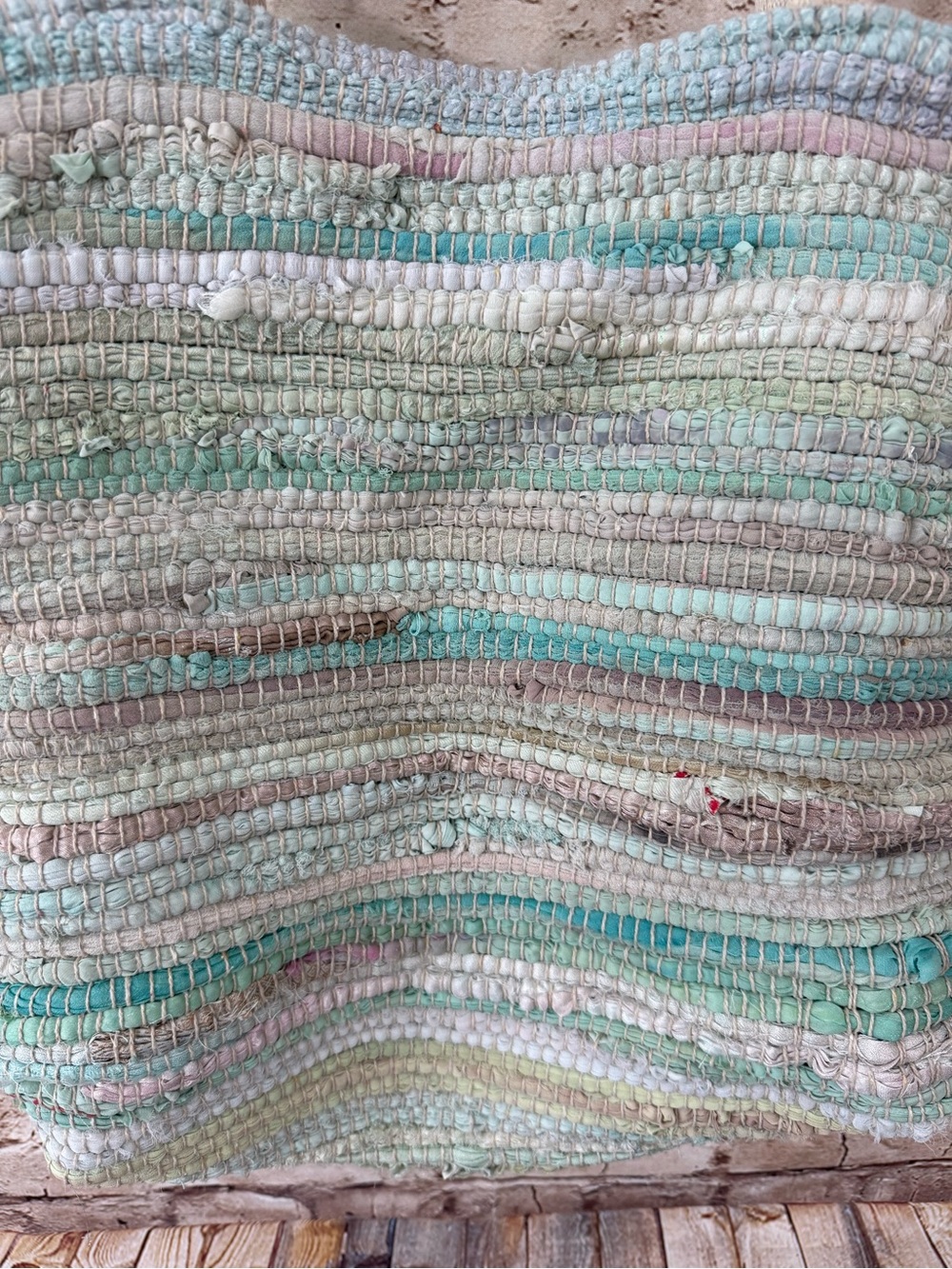 Mabelle Chindie Upcycled Light Aqua Woven Fabric Tote Bag Large - Picture 3 of 6